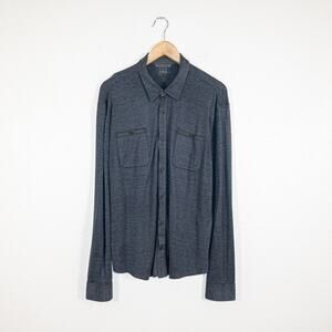 John Varvatos Collection Silk Cotton Button up Shirt Char Gray sz Large